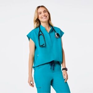 Figs Rafaela Oversized Scrub Top in Teal